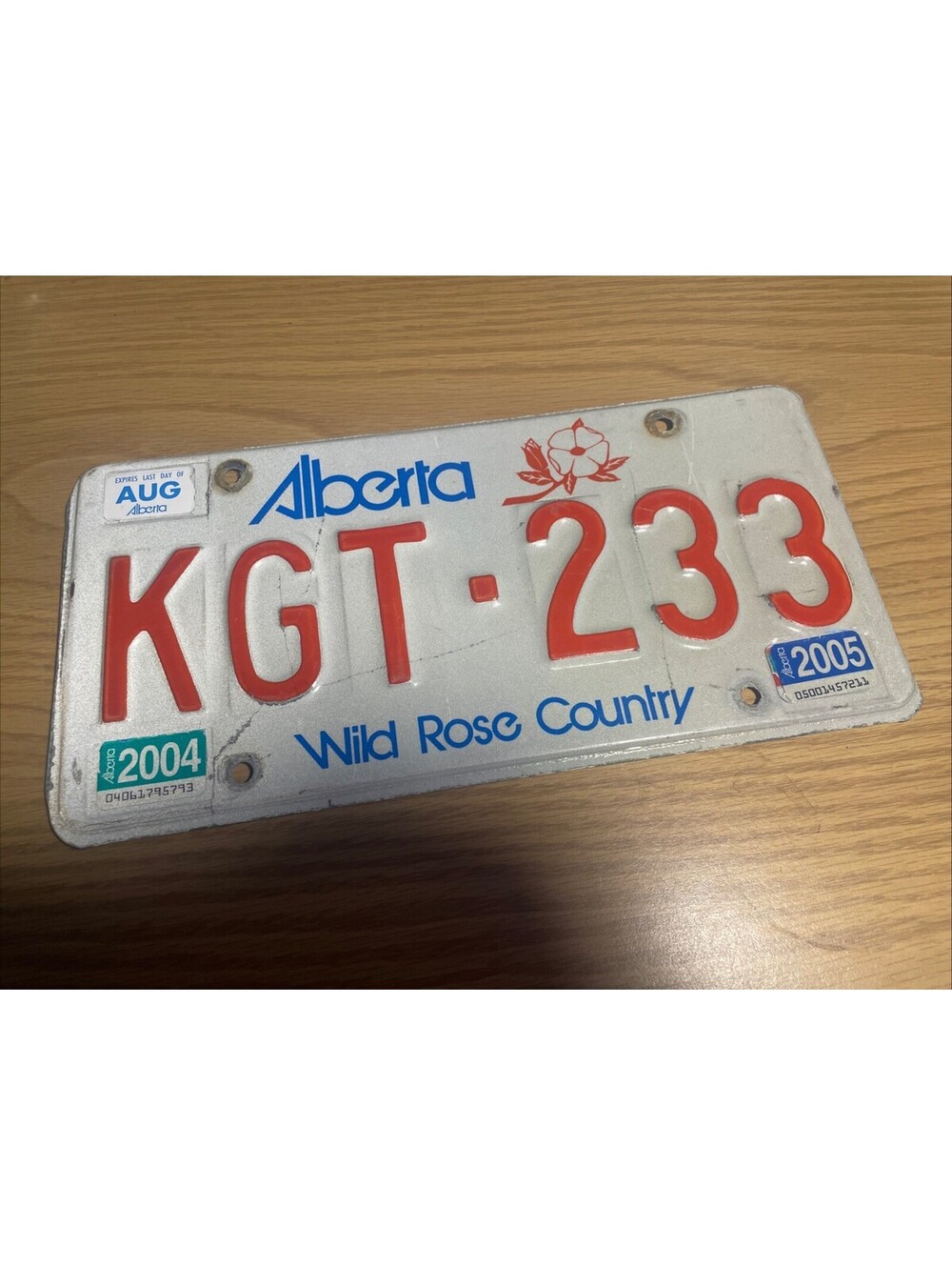 Alberta AB Canada KGT 233 License Plate Expired Canadian 2004 2005